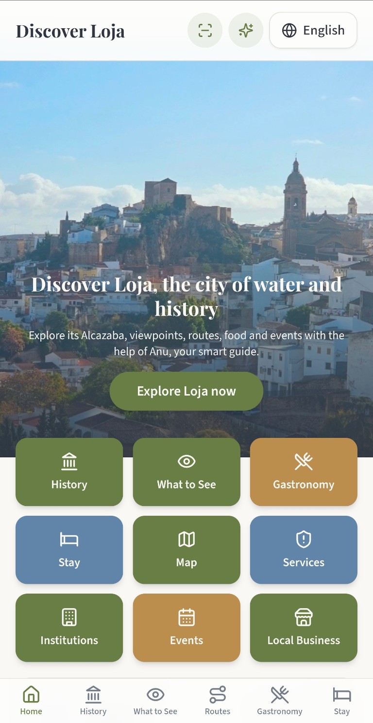 Discover Loja mobile app screenshot in English