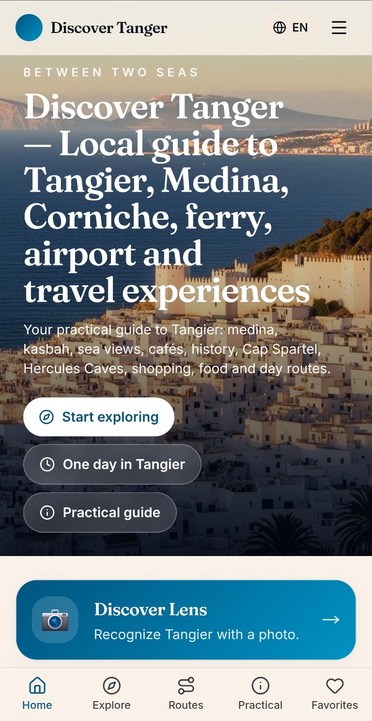 Discover Tanger mobile app screenshot in English